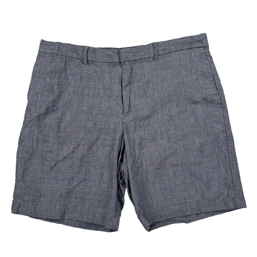Banana Republic Aiden Club Shorts Mens 38 Gray Plaid Chino Casual‎ Golf Classic
